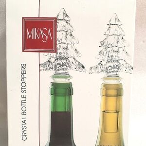 Two (2)  Mikasa Crystal Christmas Tree Bottle Stoppers